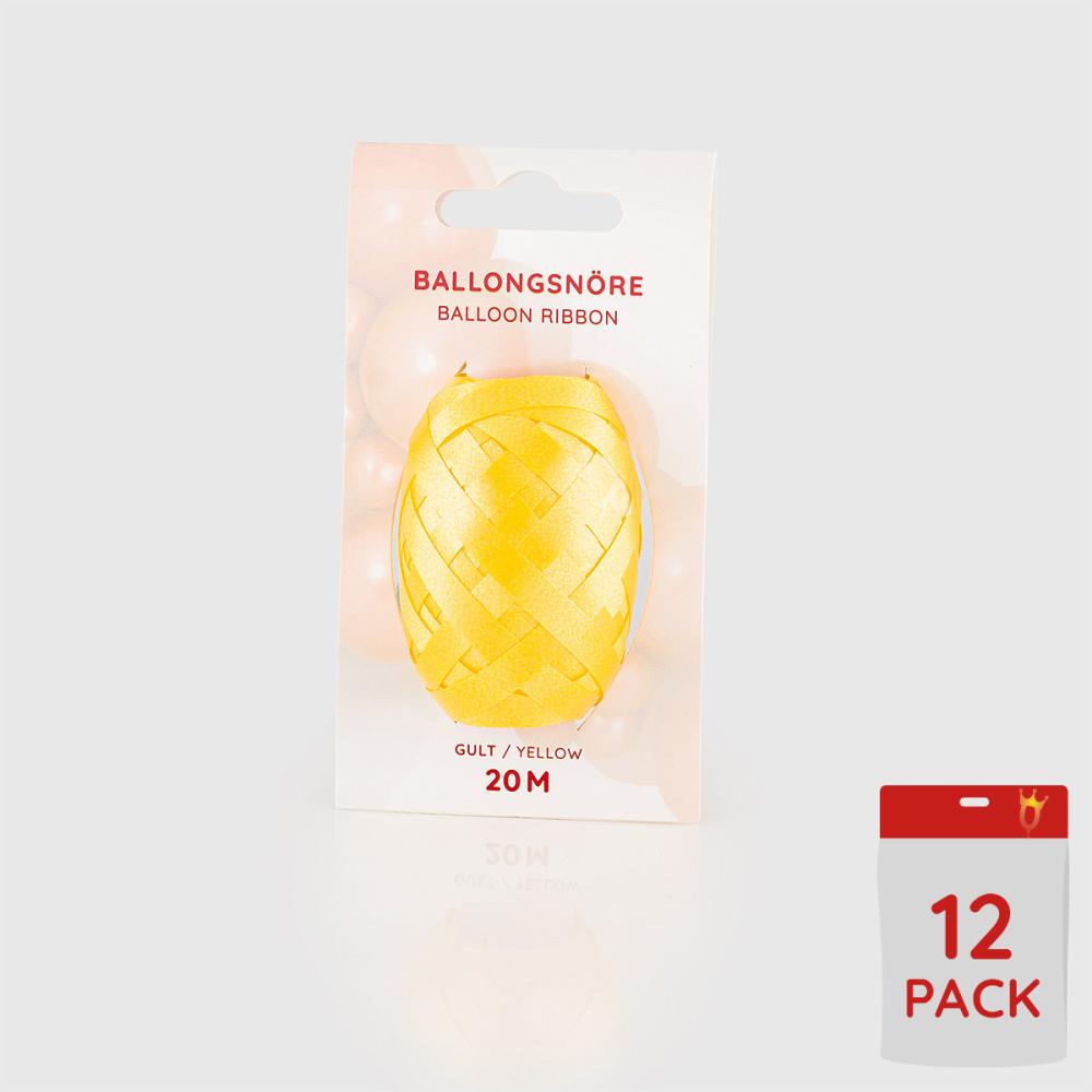 Ballongsnören - Gula 20m - 12-pack