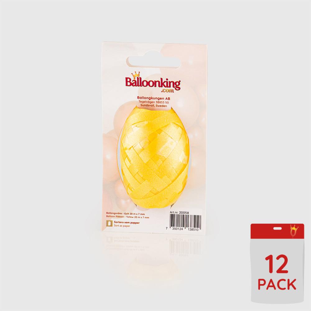 Ballongsnören - Gula 20m - 12-pack