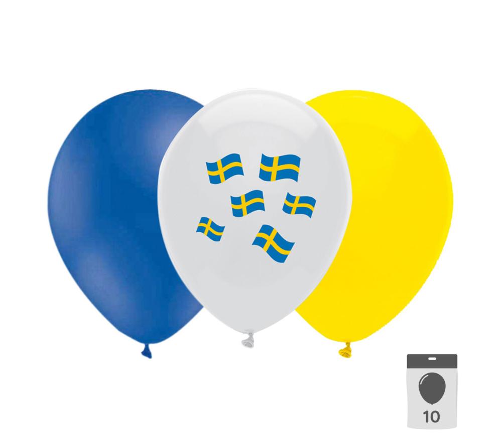 Ballongkombo - Sverige Gult & Blått 10-pack