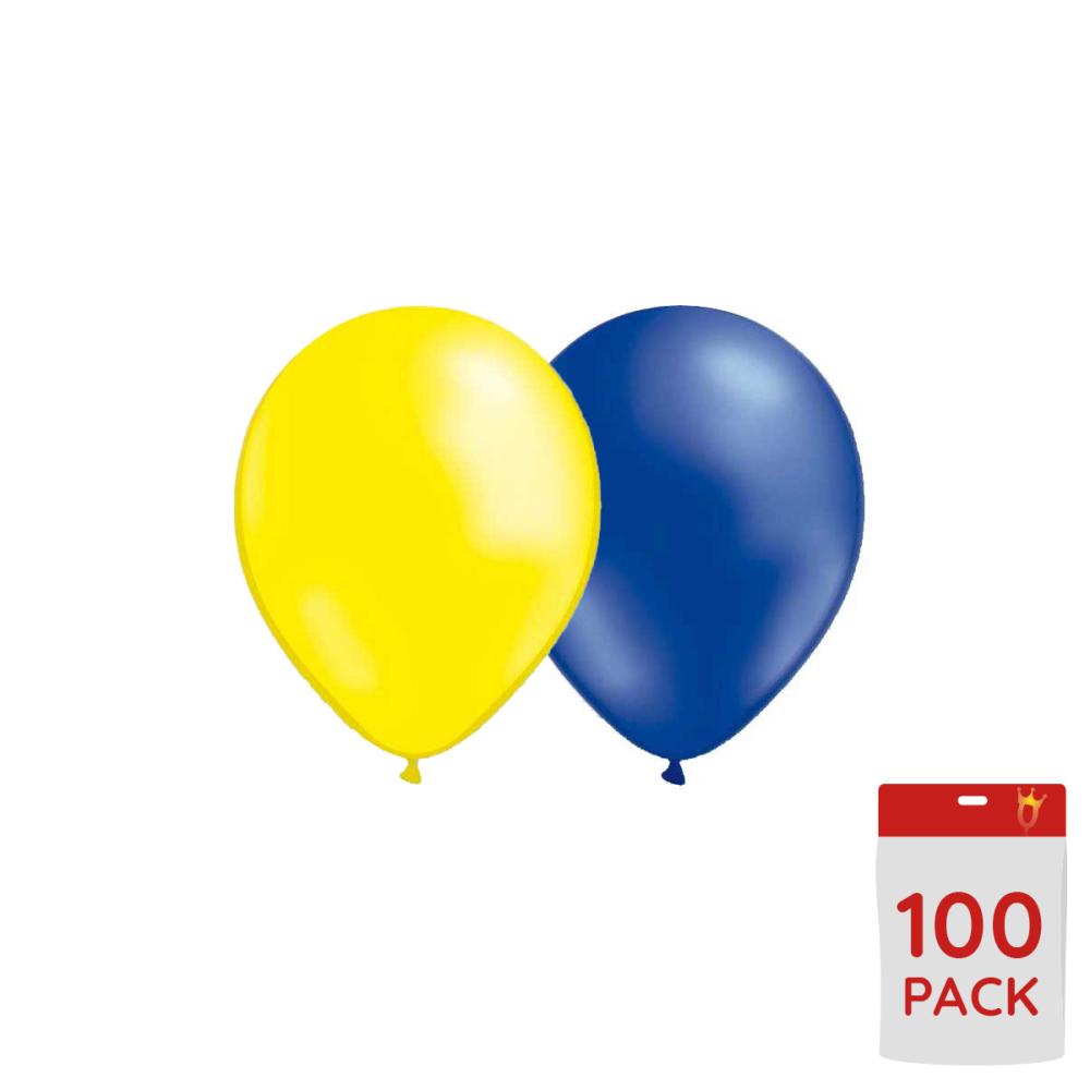 Ballongkombo - Metallic Gul & Blå 100-pack