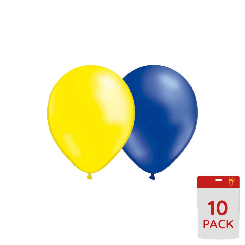 Ballongkombo - Metallic Gul & Blå 10-pack