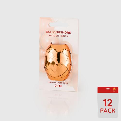 Ballongsnören - Metallic Rose Gold 20m - 12-pack