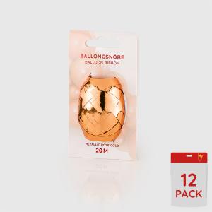 Ballongsnören - Metallic Rose Gold 20m - 12-pack