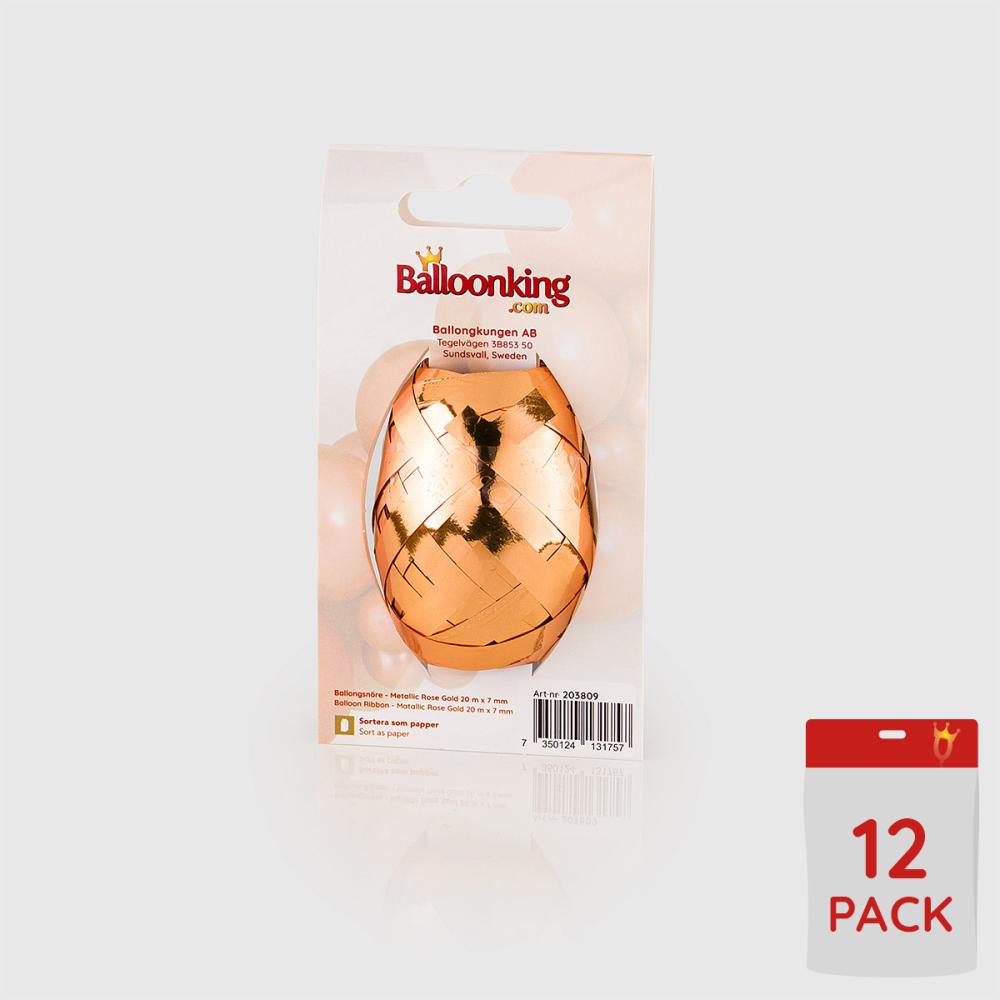 Ballongsnören - Metallic Rose Gold 20m - 12-pack