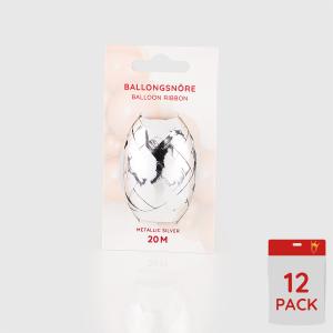 Ballongsnören - Metallic Silver 20m - 12-pack