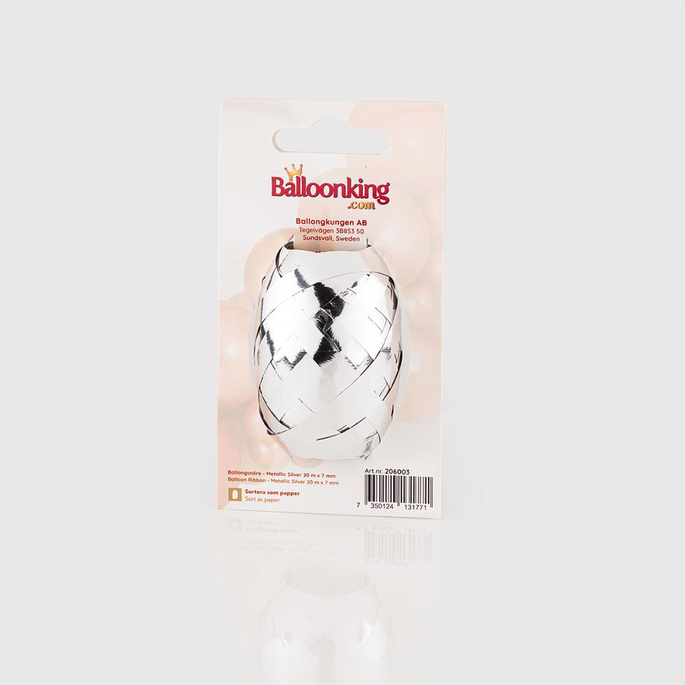 Ballongsnöre - Metallic Silver 20m - Singel-pack
