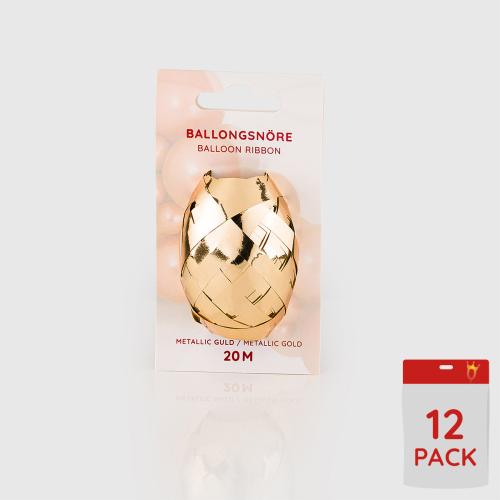 Ballongsnören - Metallic Guld 20m - 12-pack