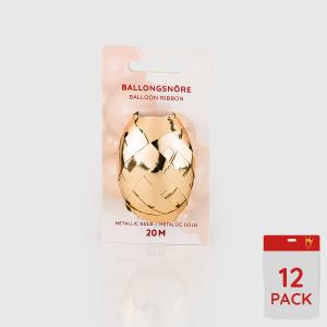 Ballongsnören - Metallic Guld 20m - 12-pack