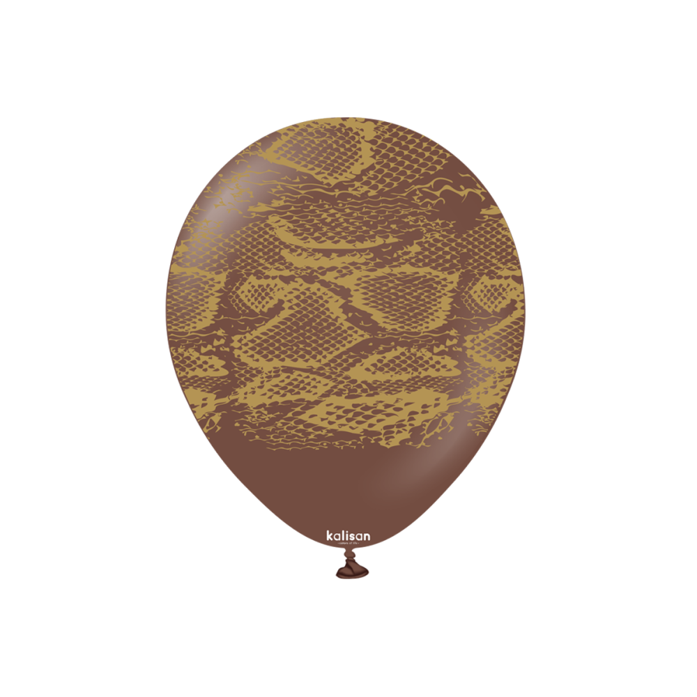 Latexballoons - Safari Snake N 30 cm - Chocolate Brown - Gold Print 25-pack