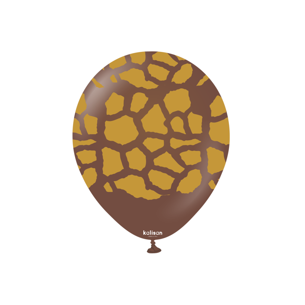 Latexballoons - Safari Giraffe 30 cm - Chocolate Brown - Gold Print 25-pack