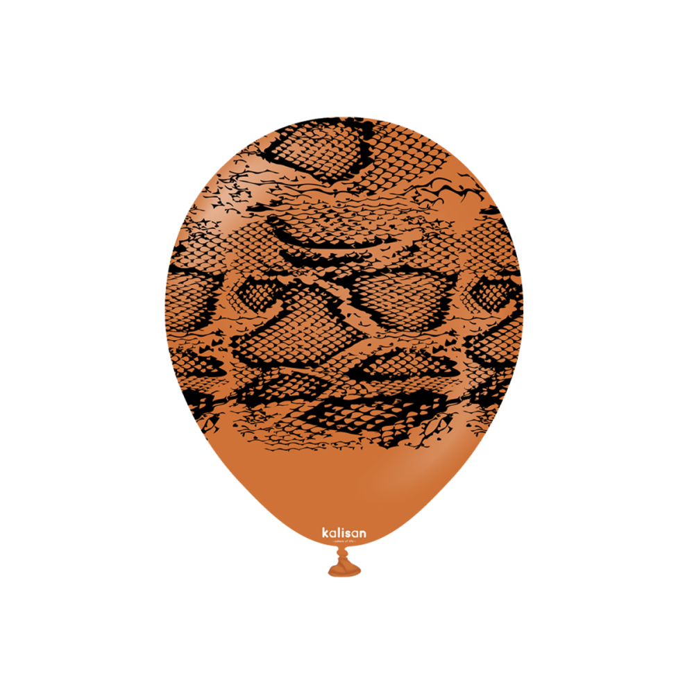 Latexballoons - Safari Snake N 30 cm - Caramel Brown - Black Print 25-pack