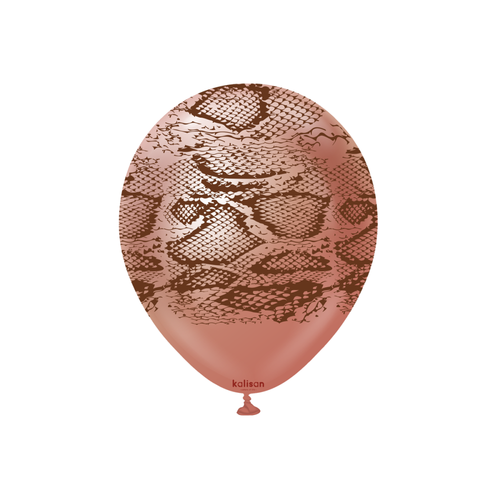 Latexballoons - Safari Snake N 30 cm - Mirror Rose Gold - Dark Brown Print 25-pa