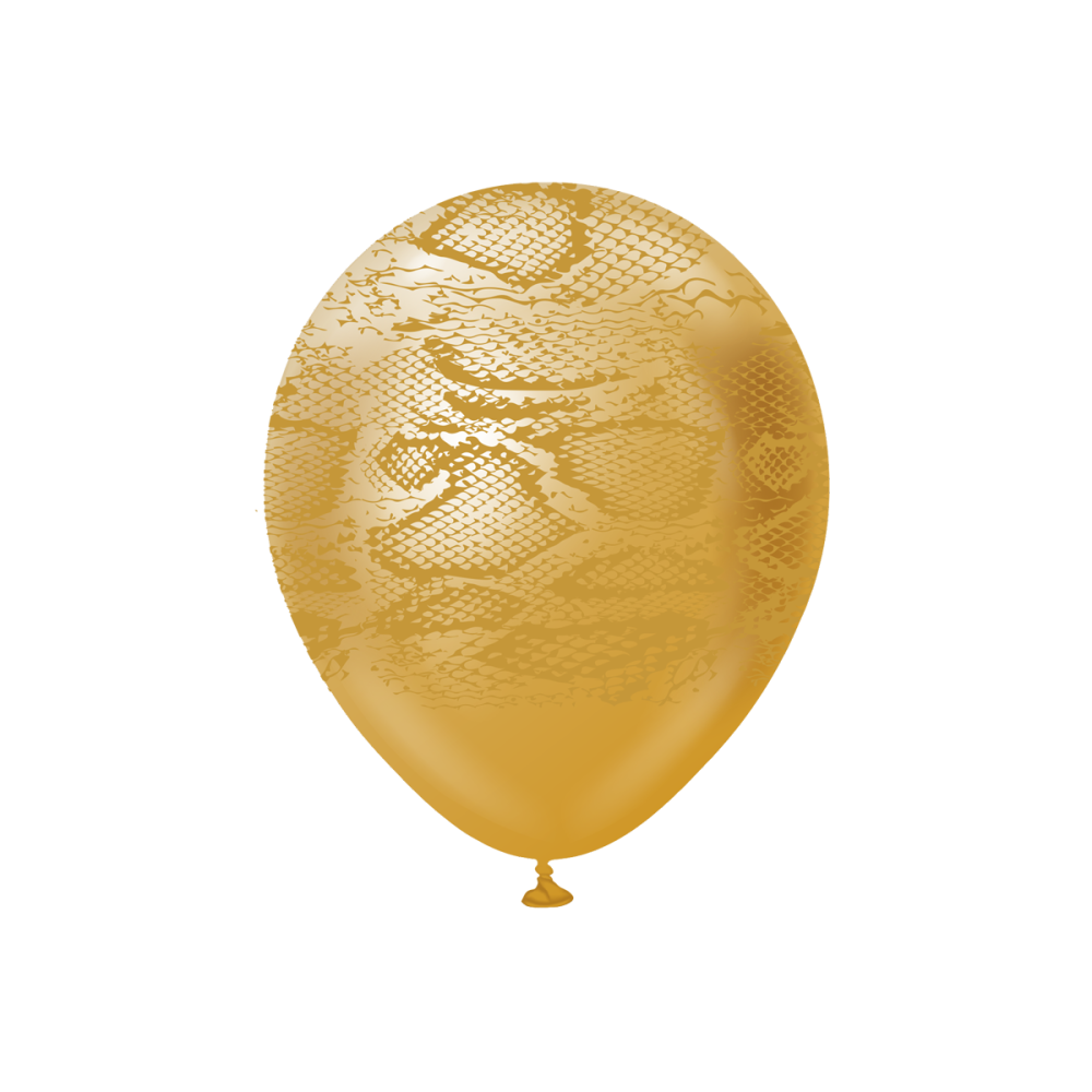 Latexballoons - Safari Snake N 30 cm - Mirror Gold - Gold Print 25-pack