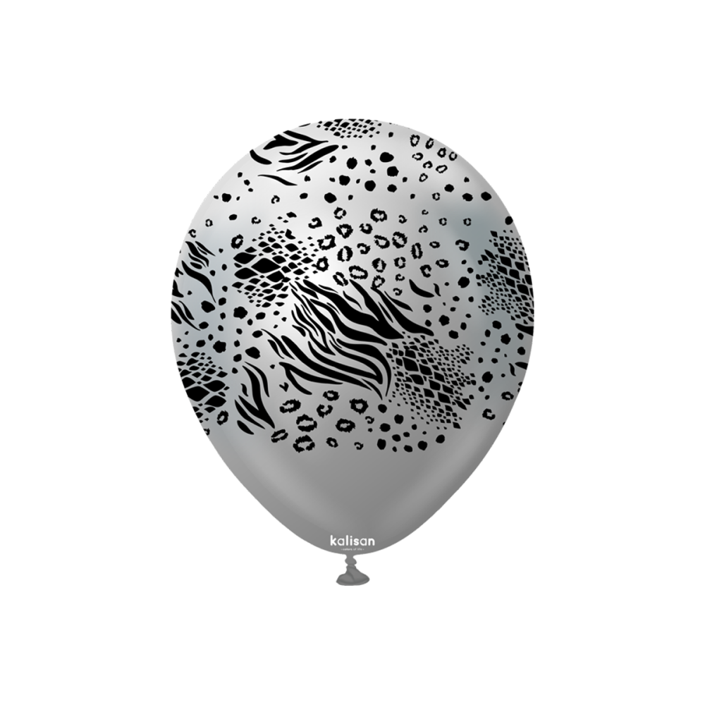 Latexballoons - Mutant 30 cm  - Mirror Silver - Black Print 25-pack