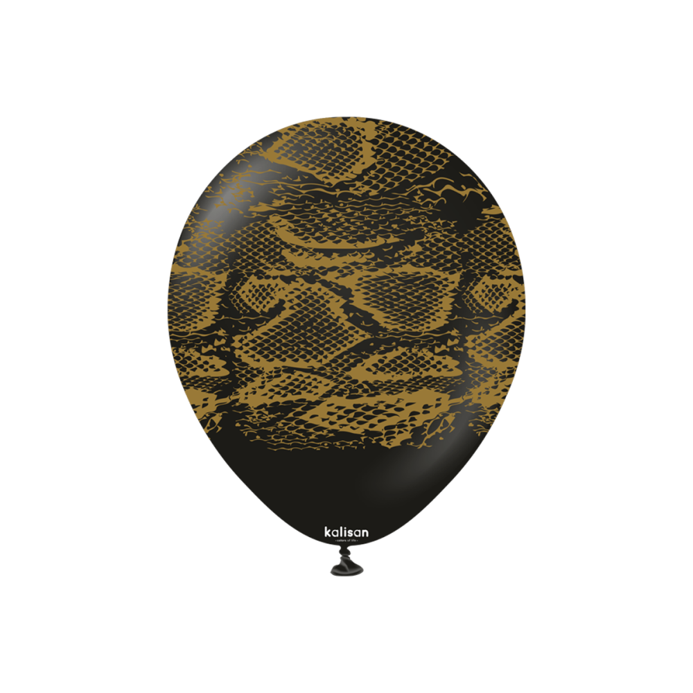 Latexballoons - Safari Snake N 30 cm  - Black - Gold Print 25-pack