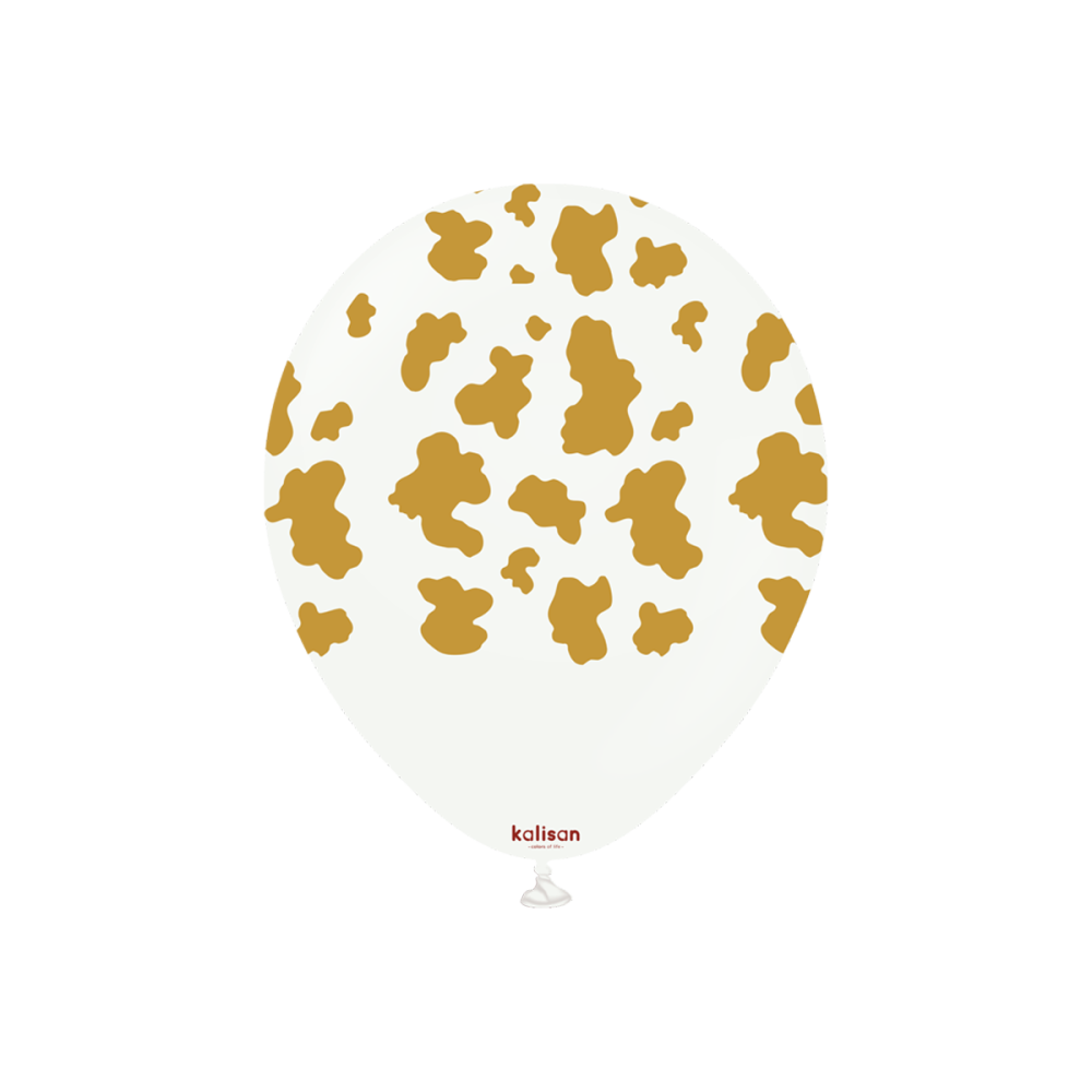 Latexballoons - Safari Cow 30 cm - White - Gold Print 25-pack