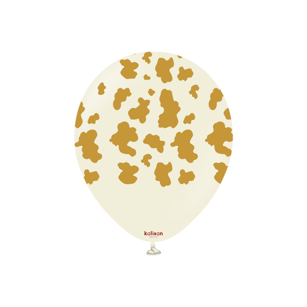Latexballoons - Safari Cow 30 cm - White Sand - Gold Print 25-pack