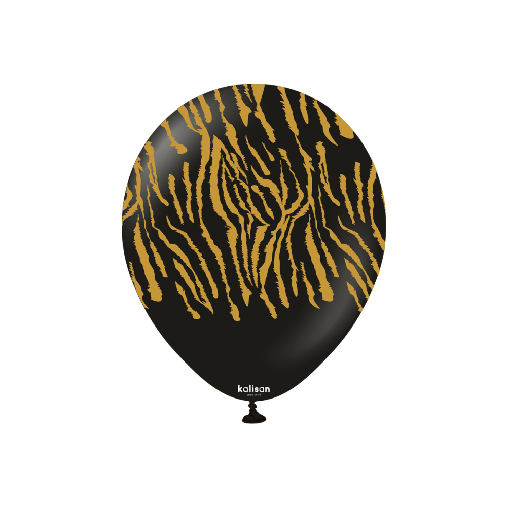 Latexballoons - Safari Tiger N 30 cm  - Black - Gold Print 25-pack