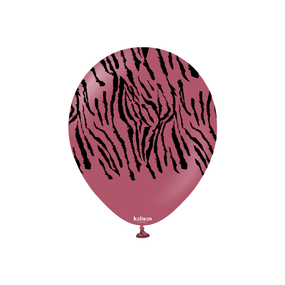Latexballoons - Safari Tiger N 30 cm  - Wild Berry - Black Print 25-pack