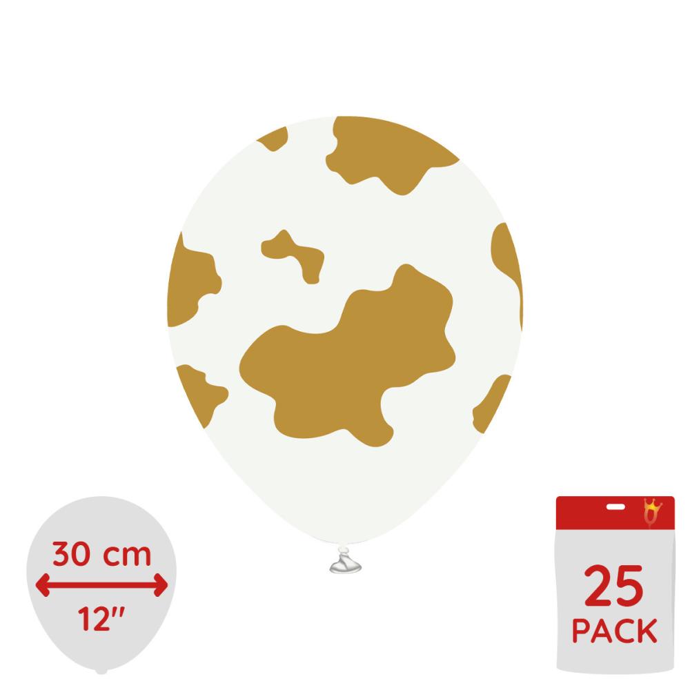 Latexballoons - Safari Cow 30 cm - White - Gold Print 25-pack