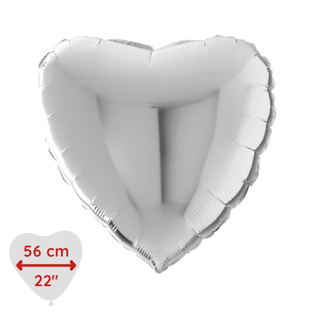 Folieballong - Hjärta Silver 56 cm