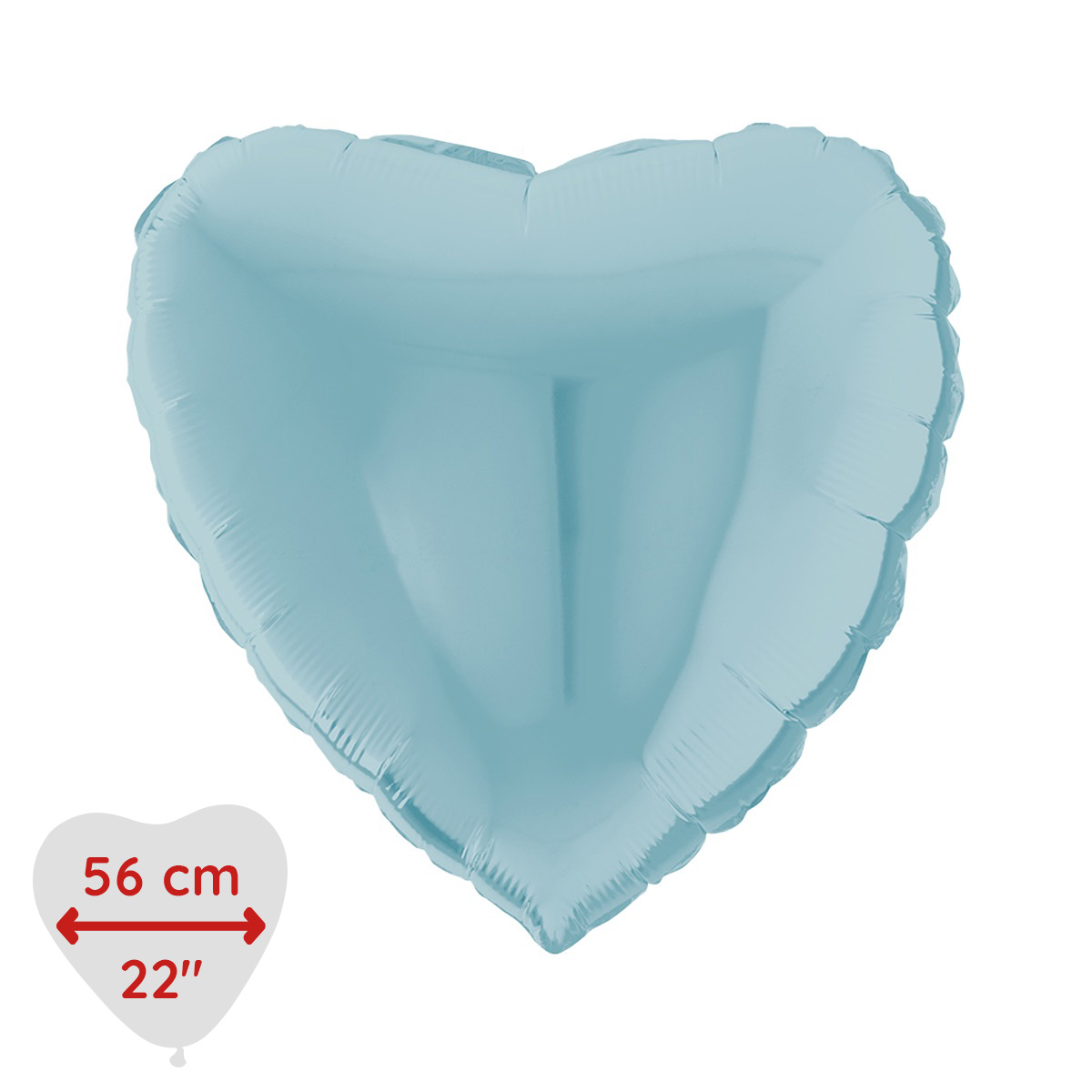Folieballong - Hjärta Pastellblått 56 cm