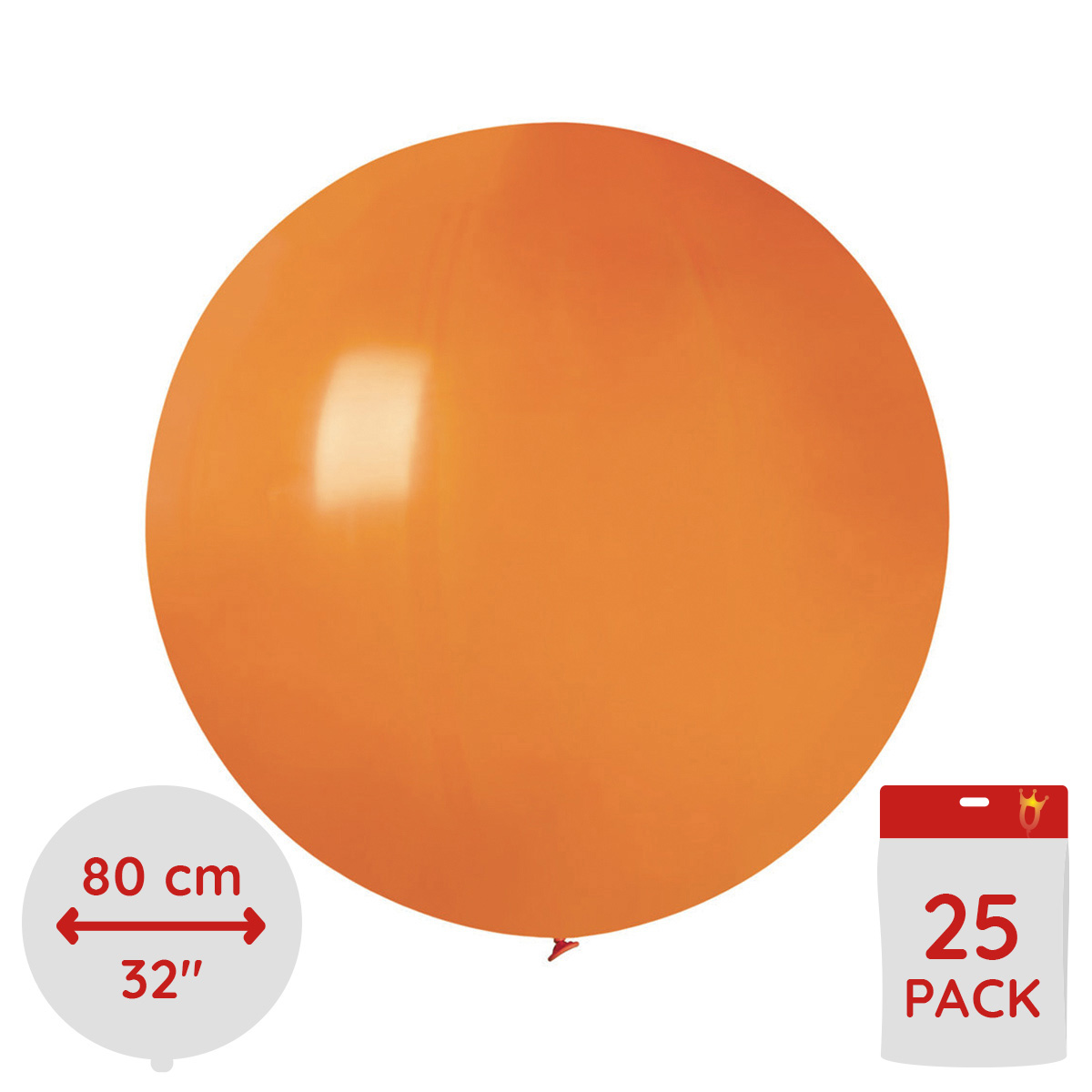 Latexballonger - Orangea Runda 80 cm 25-pack