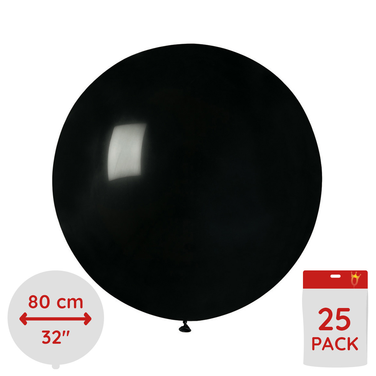 Latexballonger - Svarta Runda 80 cm 25-pack