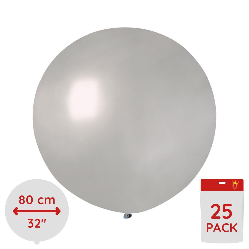 Latexballonger - Silver  80 cm 25-pack