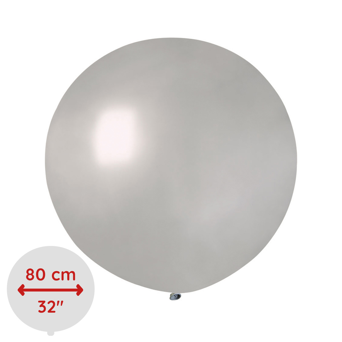Latexballong - Silver Rund 80 cm