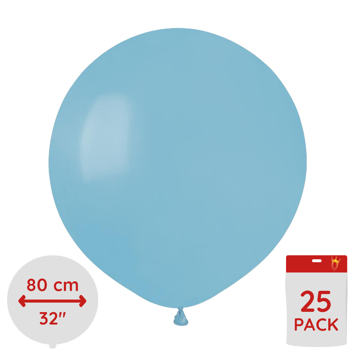 Latexballonger - Baby Blue Runda 80 cm 25-pack