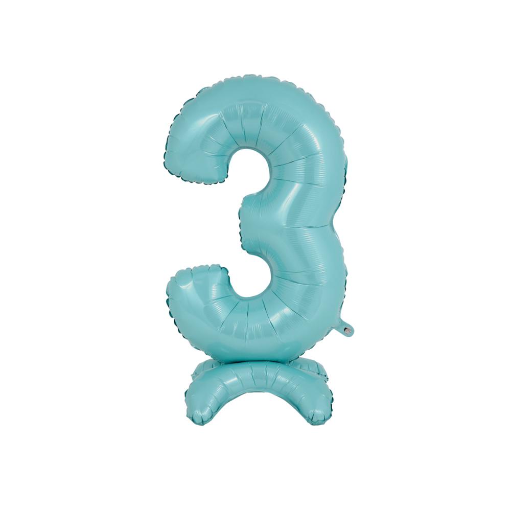 Ballongsiffra - Standup 3 Pastellblå 63 cm