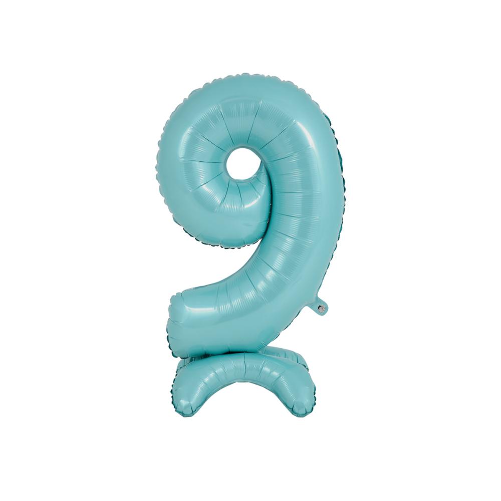Ballongsiffra - Standup 9 Pastellblå 63 cm