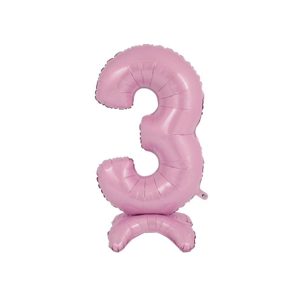 Ballongsiffra - Standup 3 Pastellrosa 63 cm