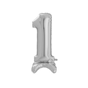 Ballongsiffra - Standup 1 Silver 63 cm