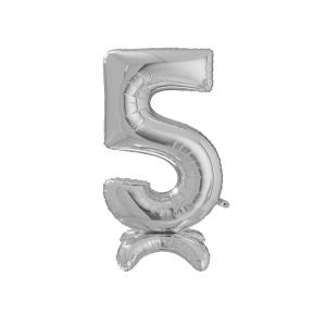 Ballongsiffra - Standup 5 Silver 63 cm