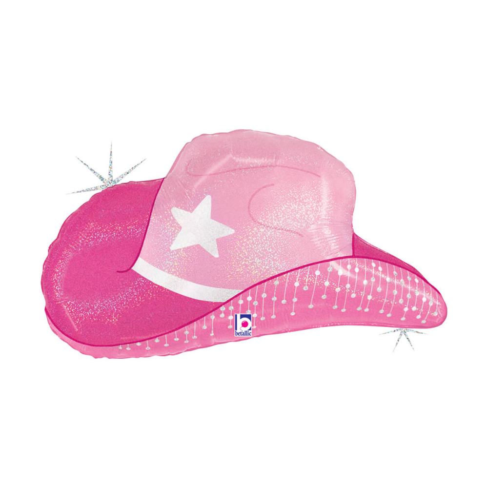 Folieballong - Pink Cowgirl Hat Shape 66 cm