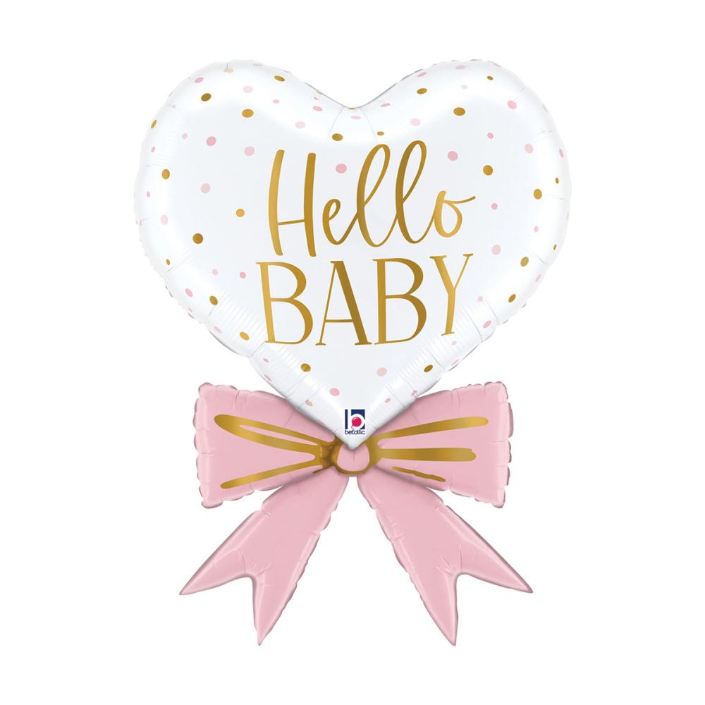 Folieballong - Hjärta Pink Baby Bow 76 cm