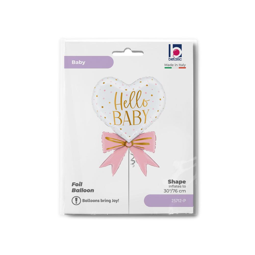 Folieballong - Hjärta Pink Baby Bow 76 cm