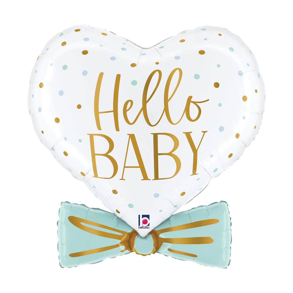 Folieballong - Hjärta Blue Baby Bowtie 74 cm