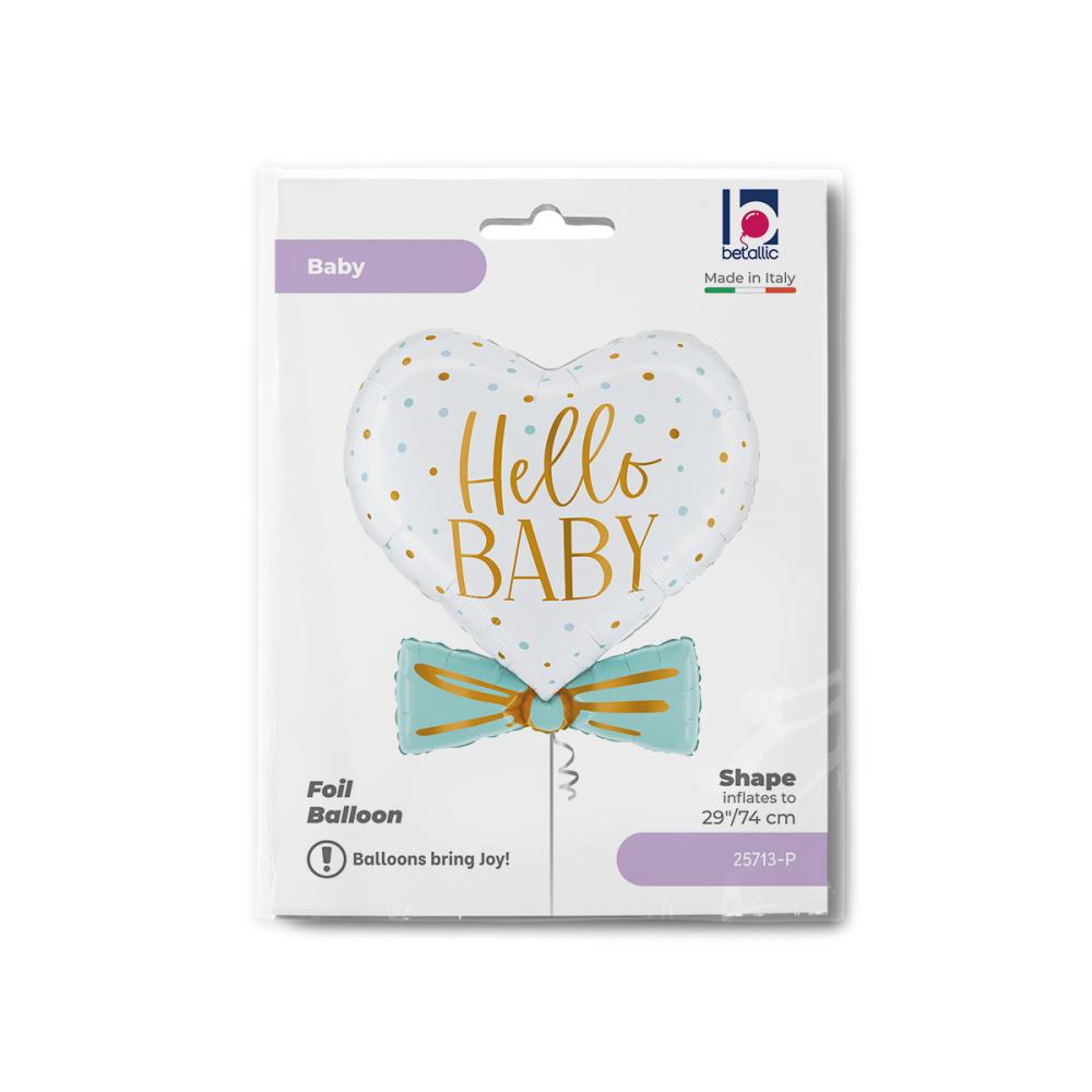 Folieballong - Hjärta Blue Baby Bowtie 74 cm