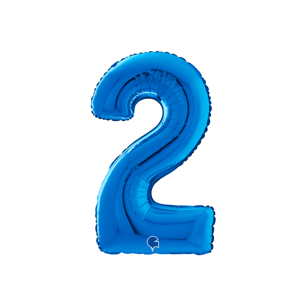 Ballongsiffra - Två Blå 66 cm