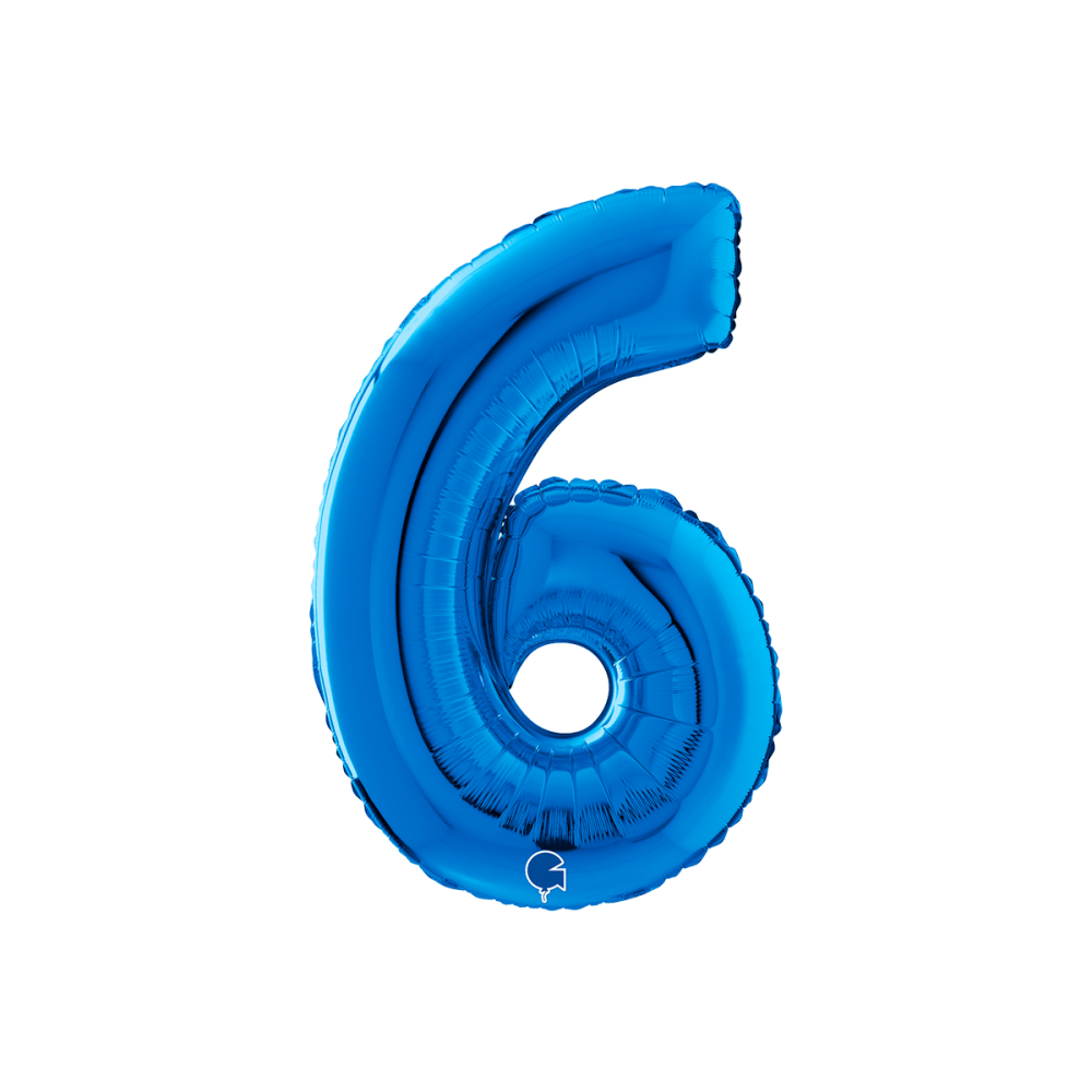 Ballongsiffra - Sex Blå 66 cm