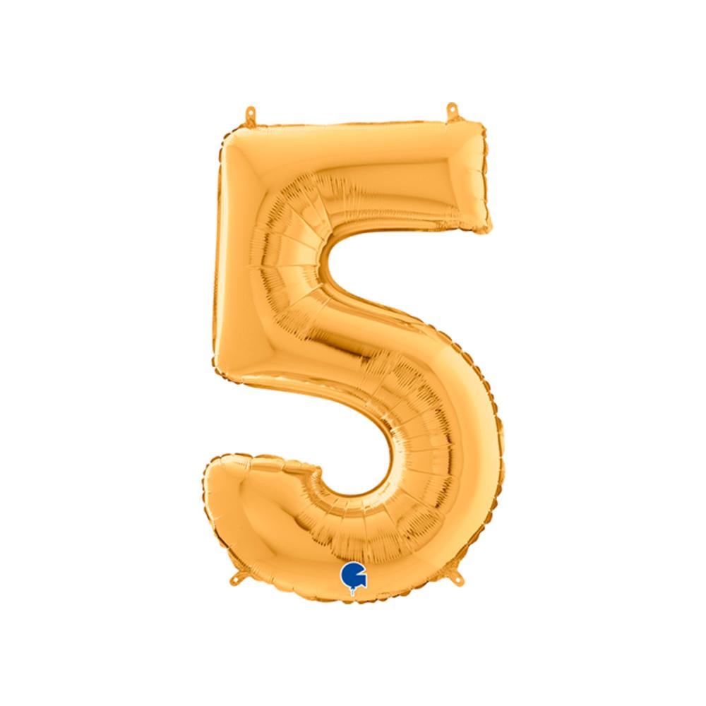 Ballongsiffra - Fem Guld 66 cm