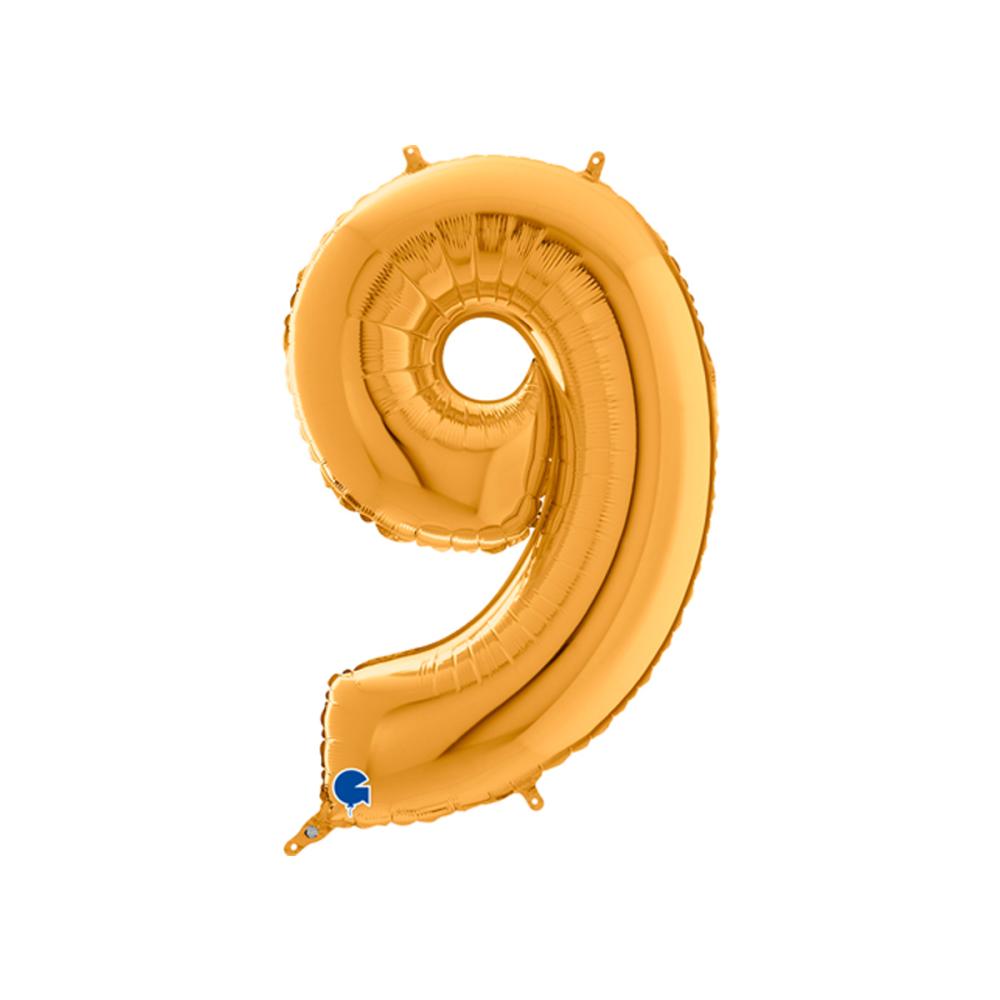 Ballongsiffra - Nio Guld 66 cm