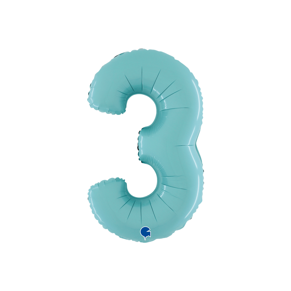 Ballongsiffra -  Tre Pastellblå 66 cm