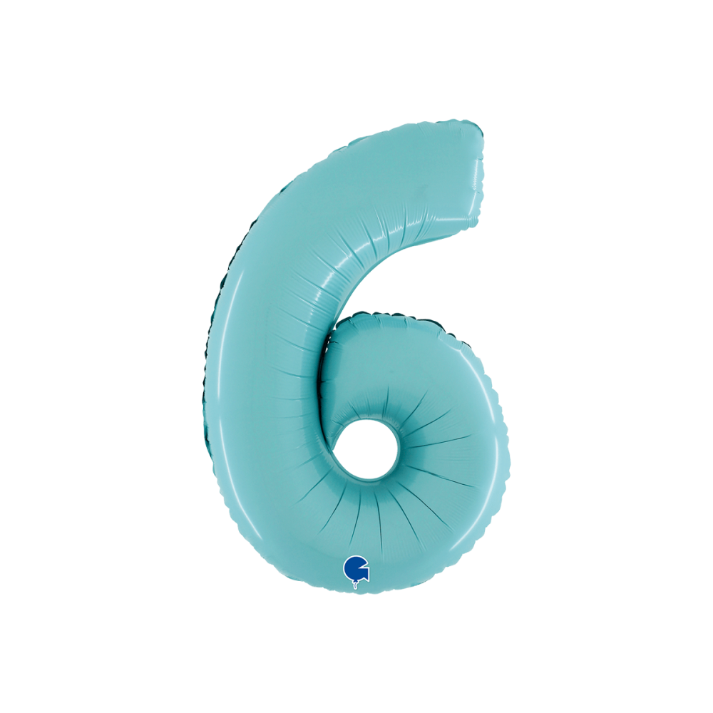 Ballongsiffra -  Sex Pastellblå 66 cm