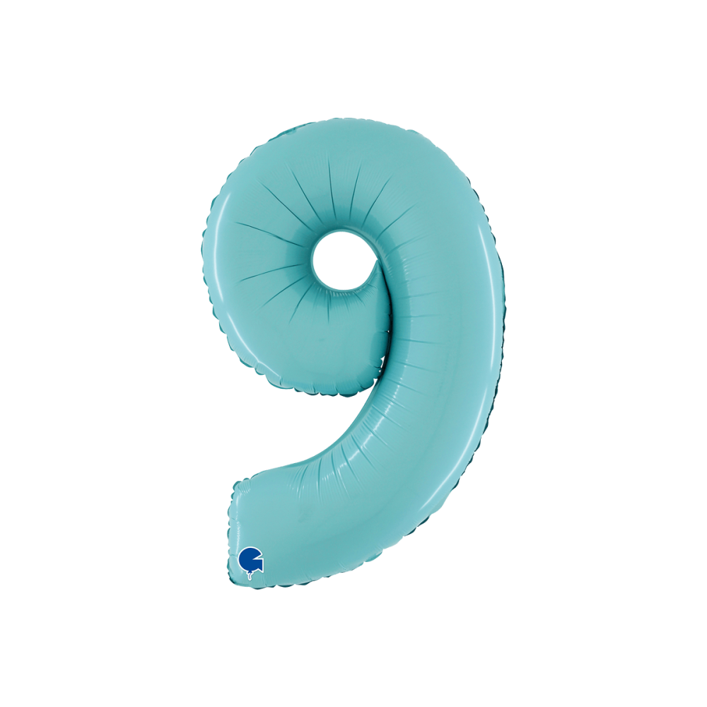 Ballongsiffra -  Nio Pastellblå 66 cm