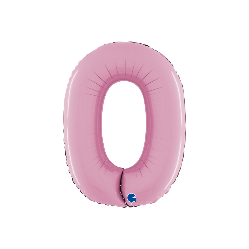 Ballongsiffra - Noll Pastellrosa 66 cm