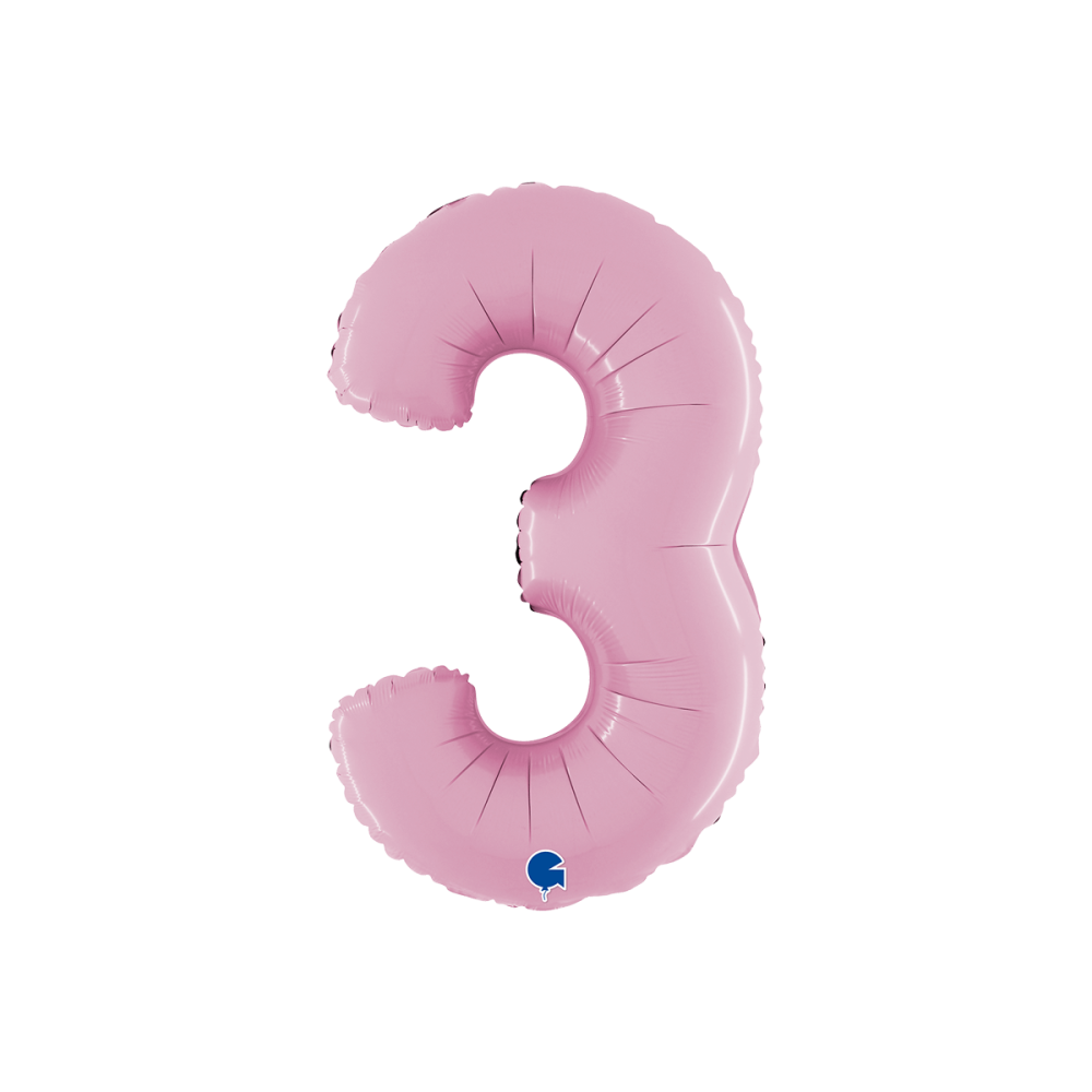 Ballongsiffra -  Tre Pastellrosa 66 cm